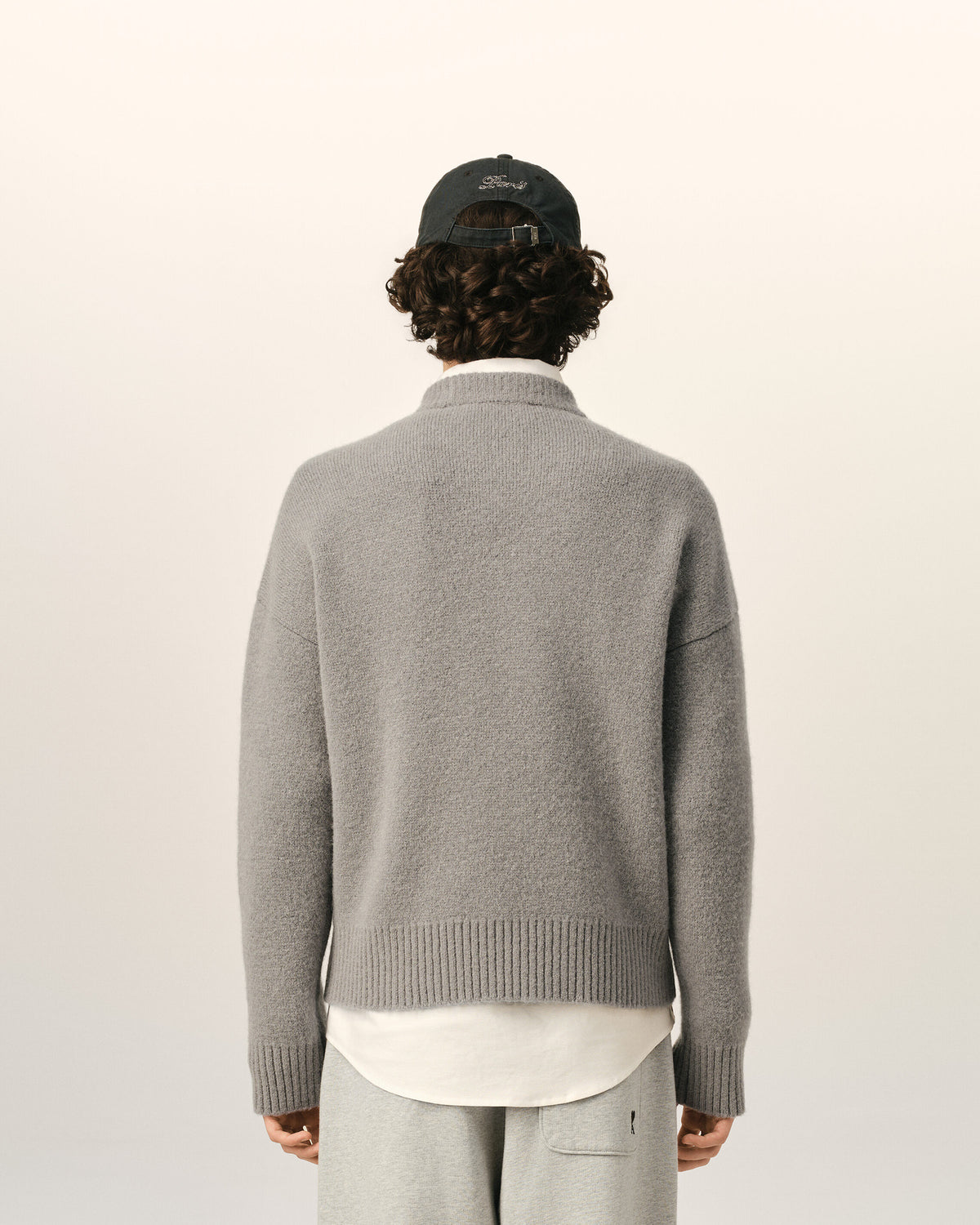 Grey crewneck alpaca sweater with Ami de Coeur - 5