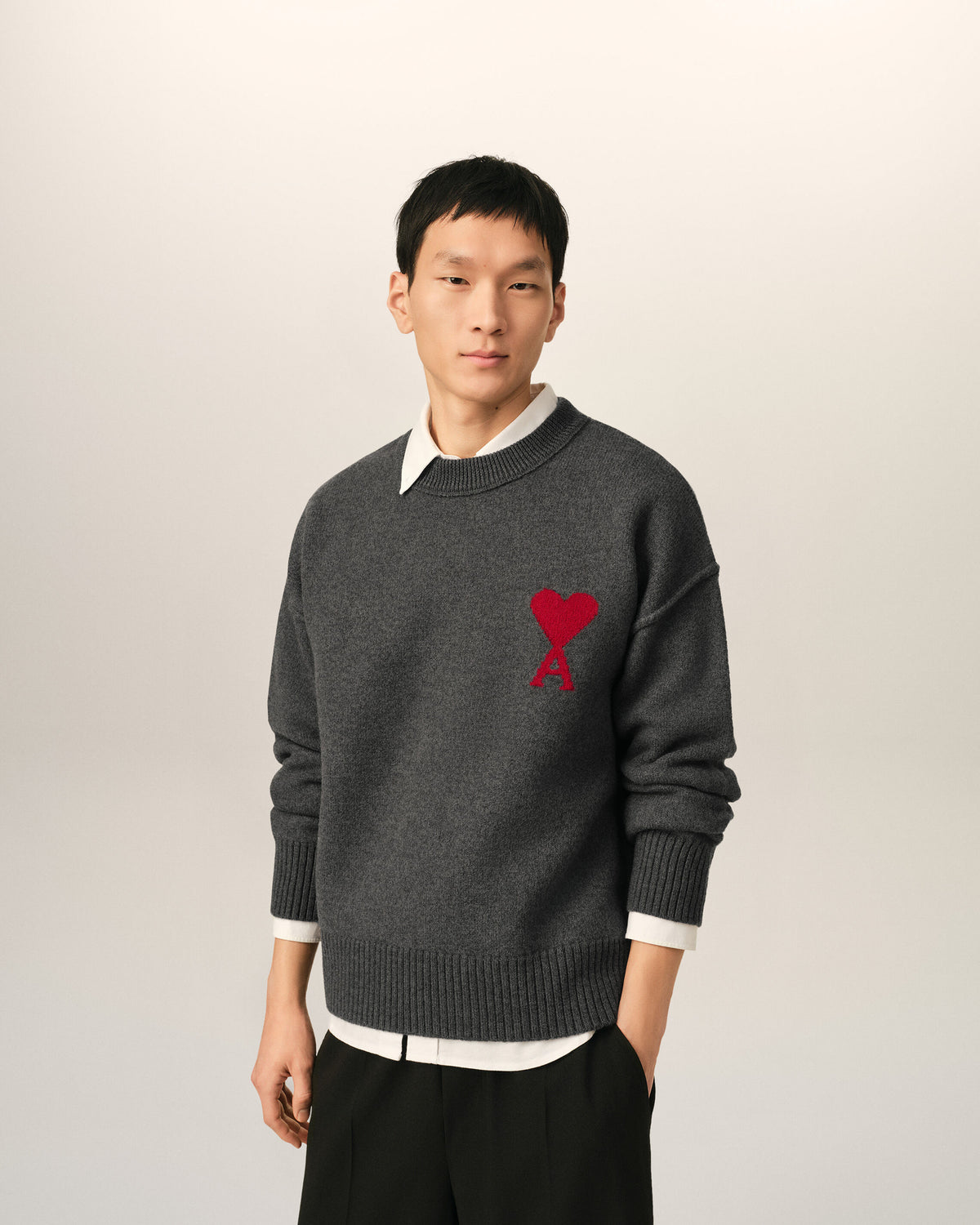 Pull gris en laine Ami de Coeur - 2