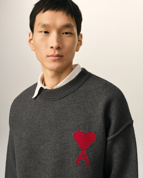 Pull gris en laine Ami de Coeur - Homme - 4 - AMI Paris - Ami Paris