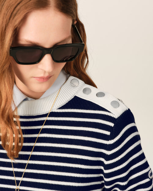 Blue sailor striped wool crewneck sweater - Woman - 10 - AMI Paris - Ami Paris