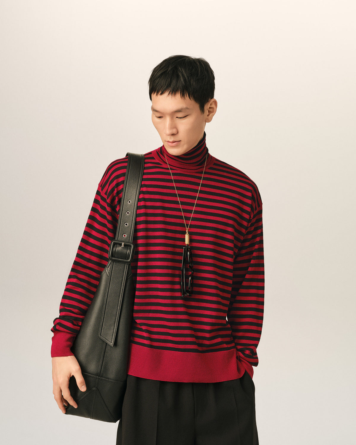 Red sailor striped wool and silk turtleneck sweater - 2