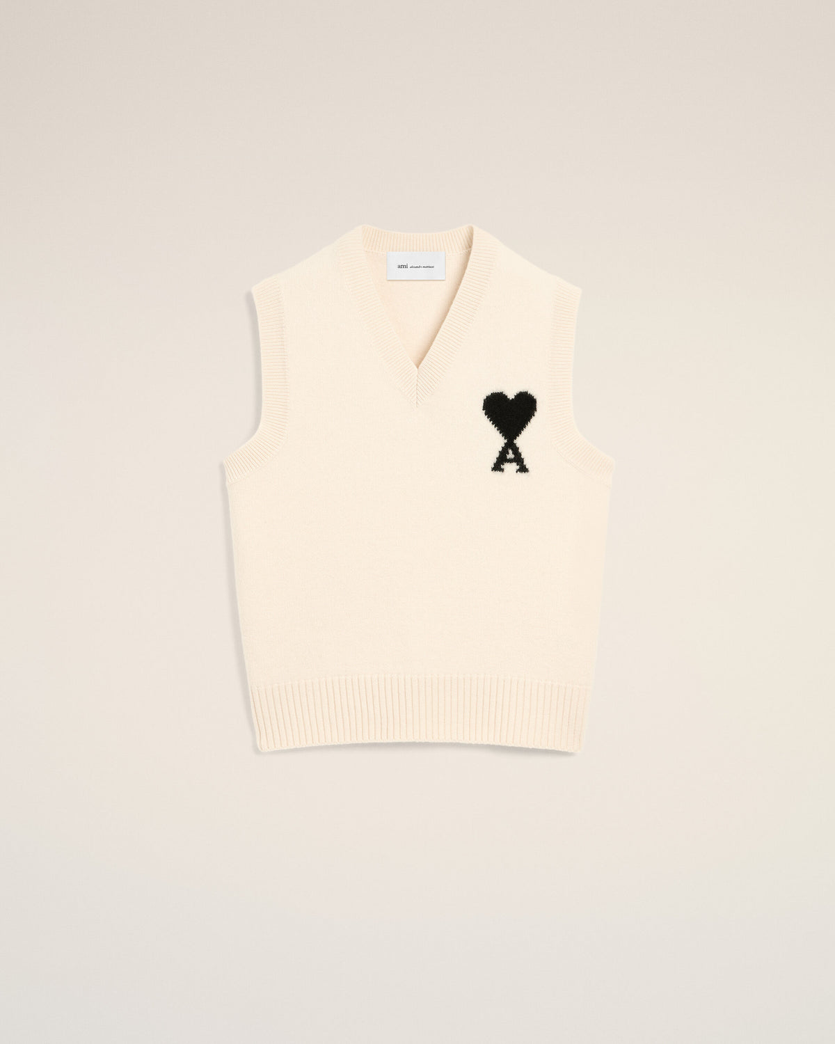 White sleeveless wool sweater with Ami de Coeur - 1