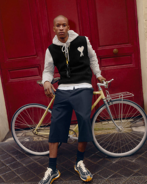 Black sleeveless wool sweater with Ami de Coeur - Man - 7 - AMI Paris - Ami Paris