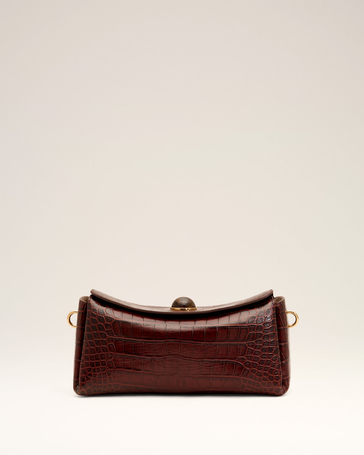 Brown crocodile embossed cow leather Carrousel bag - 3