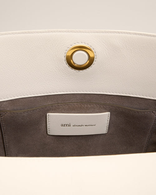 Sac Carrousel Moyen Blanc en Cuir De Veau - Femme - 16 - AMI Paris - Ami Paris