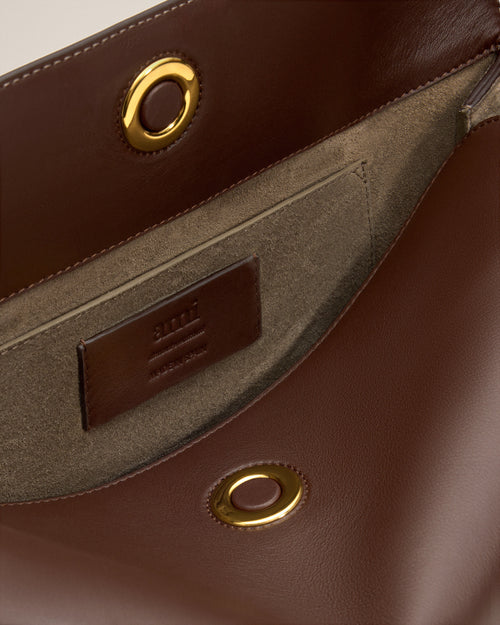 Borsa media Carrousel in pelle liscia marrone - Uomo - 7 - AMI Paris - Ami Paris