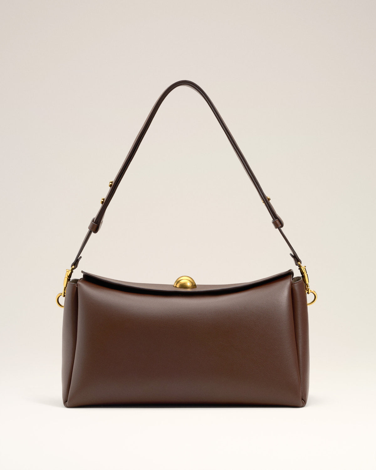 Borsa media Carrousel in pelle liscia marrone - 8