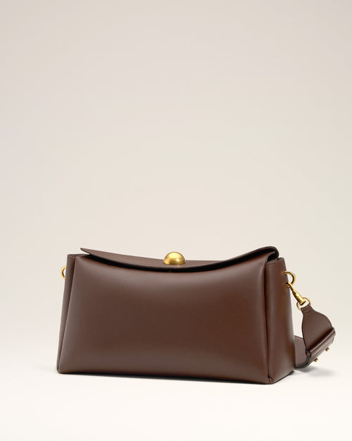 Borsa media Carrousel in pelle liscia marrone - Donna - 11 - AMI Paris - Ami Paris