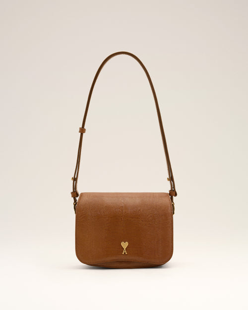 Sac Paris Paris marron en cuir de vachette embossé lézard - 1 - Ami Paris
