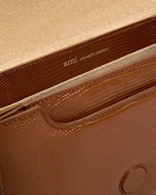 Sac Paris Paris marron en cuir de vachette embossé lézard - Homme - 6 - AMI Paris - Ami Paris