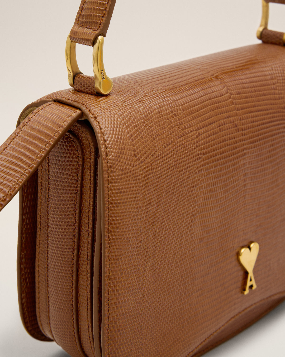 Brown lizard embossed cowhide leather Paris Paris top handle bag - 5