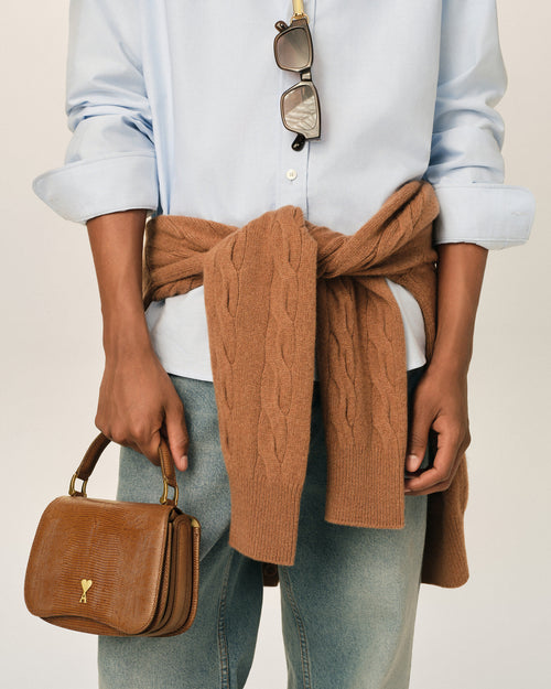 Brown lizard embossed cowhide leather Paris Paris top handle bag - Man - 7 - AMI Paris - Ami Paris