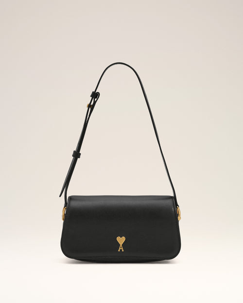 Black cowhide leather Paris Paris shoulder bag - BLACK/VIBRATED BRASS - Ami Paris
