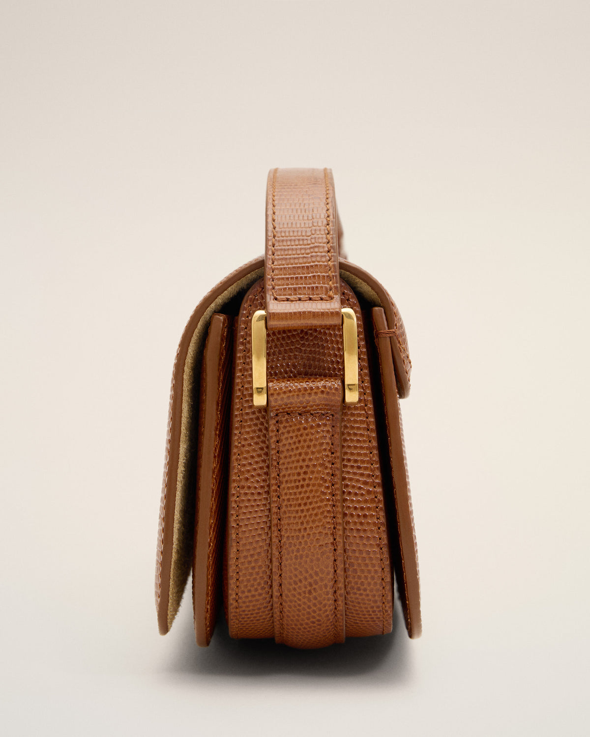 Brown lizard embossed cowhide leather Paris Paris shoulder bag - 11