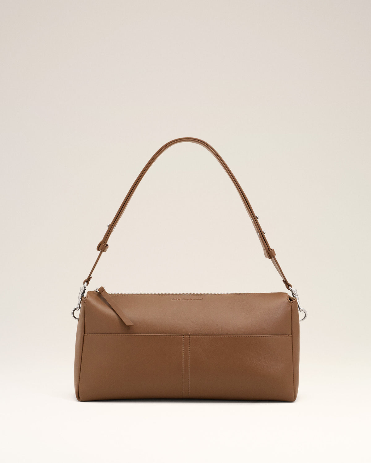Sac zippé Carrousel marron en cuir de veau - 1
