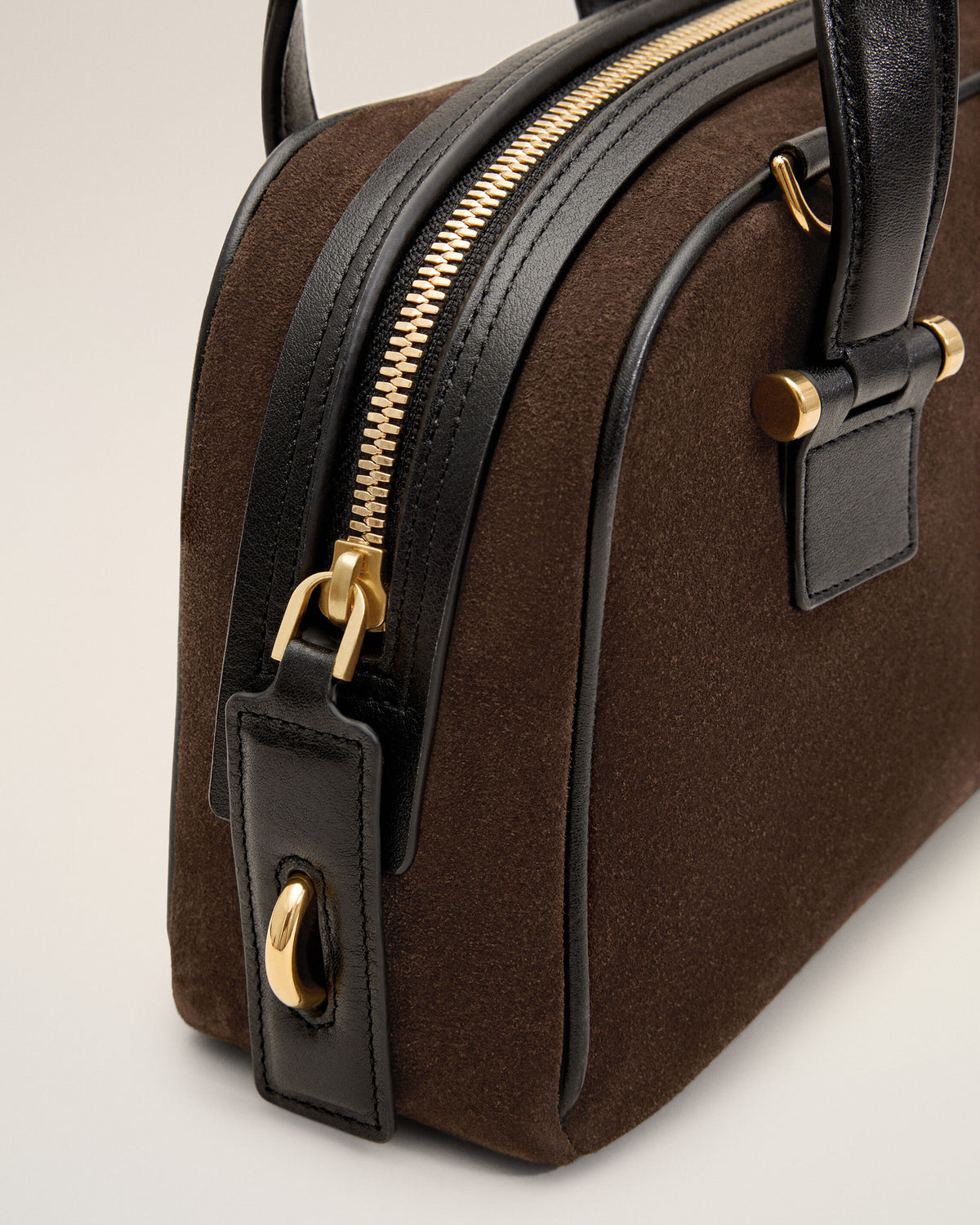 Small brown cow leather Georges bowling bag - 6