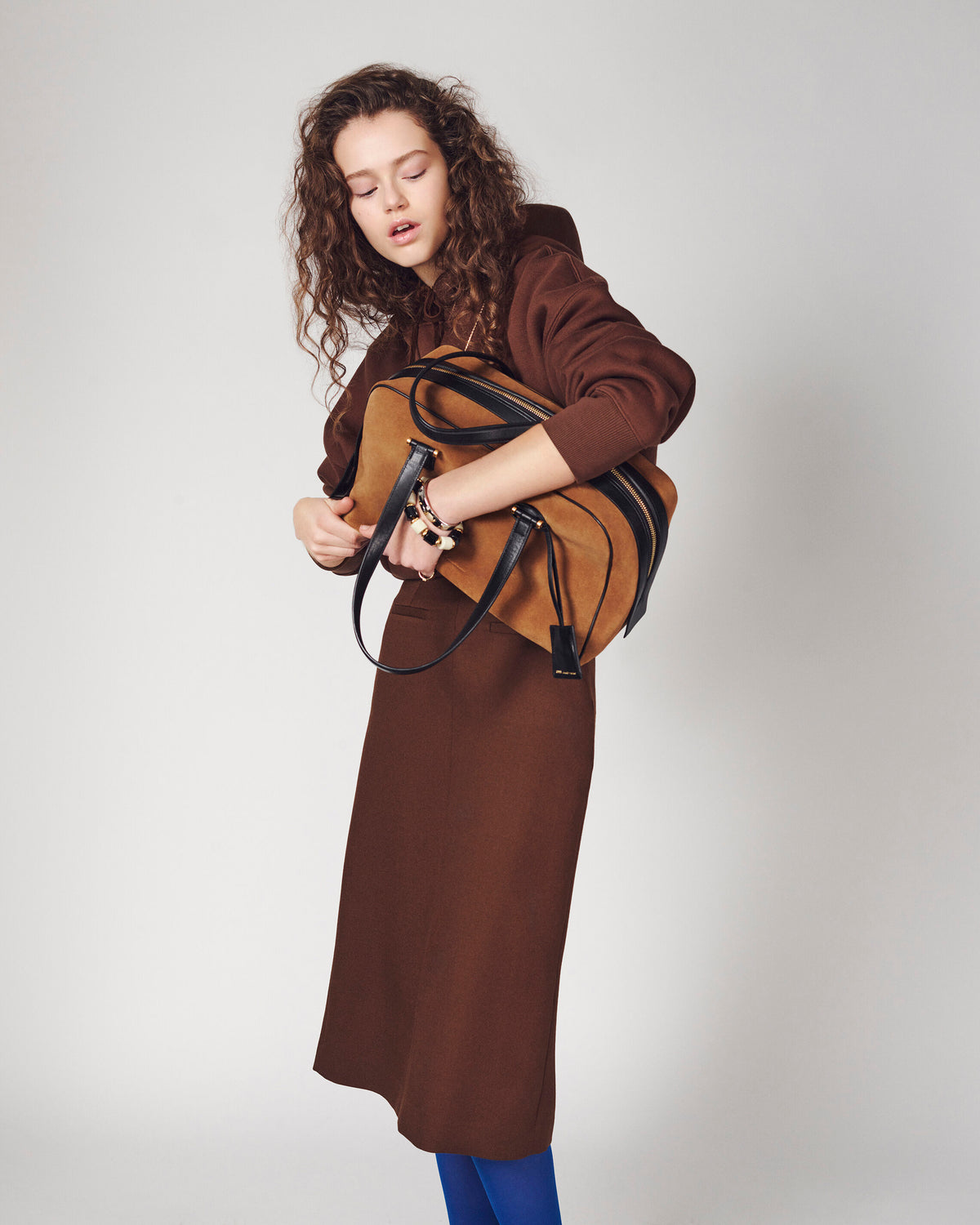 Sac bowling Georges marron en cuir de veau - 15