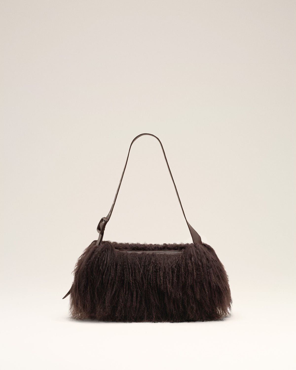 Small brown lamb shearling Etienne crossbody bag - 1