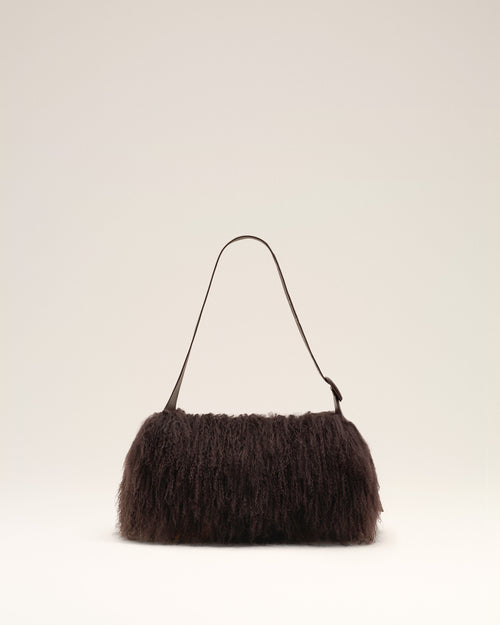 Small brown lamb shearling Etienne crossbody bag - Man - 4 - AMI Paris - Ami Paris