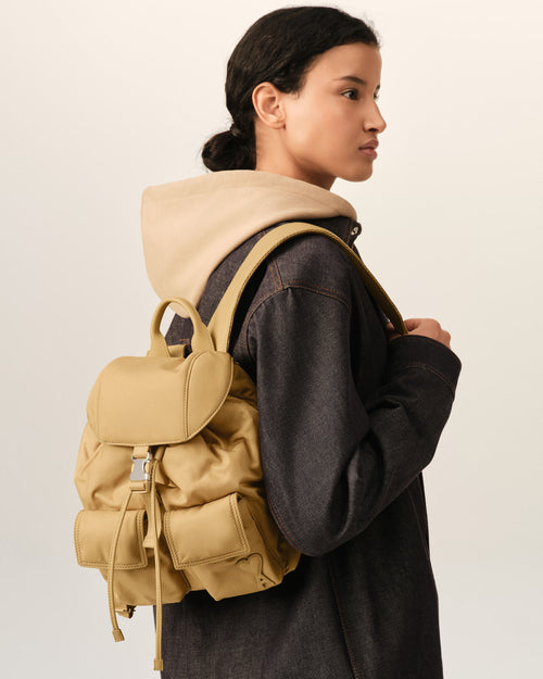 Small beige nylon Marcel flap backpack - Woman - 8 - AMI Paris - Ami Paris