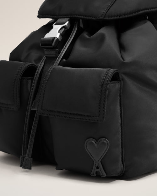 Small black nylon Marcel flap backpack - Woman - 11 - AMI Paris - Ami Paris
