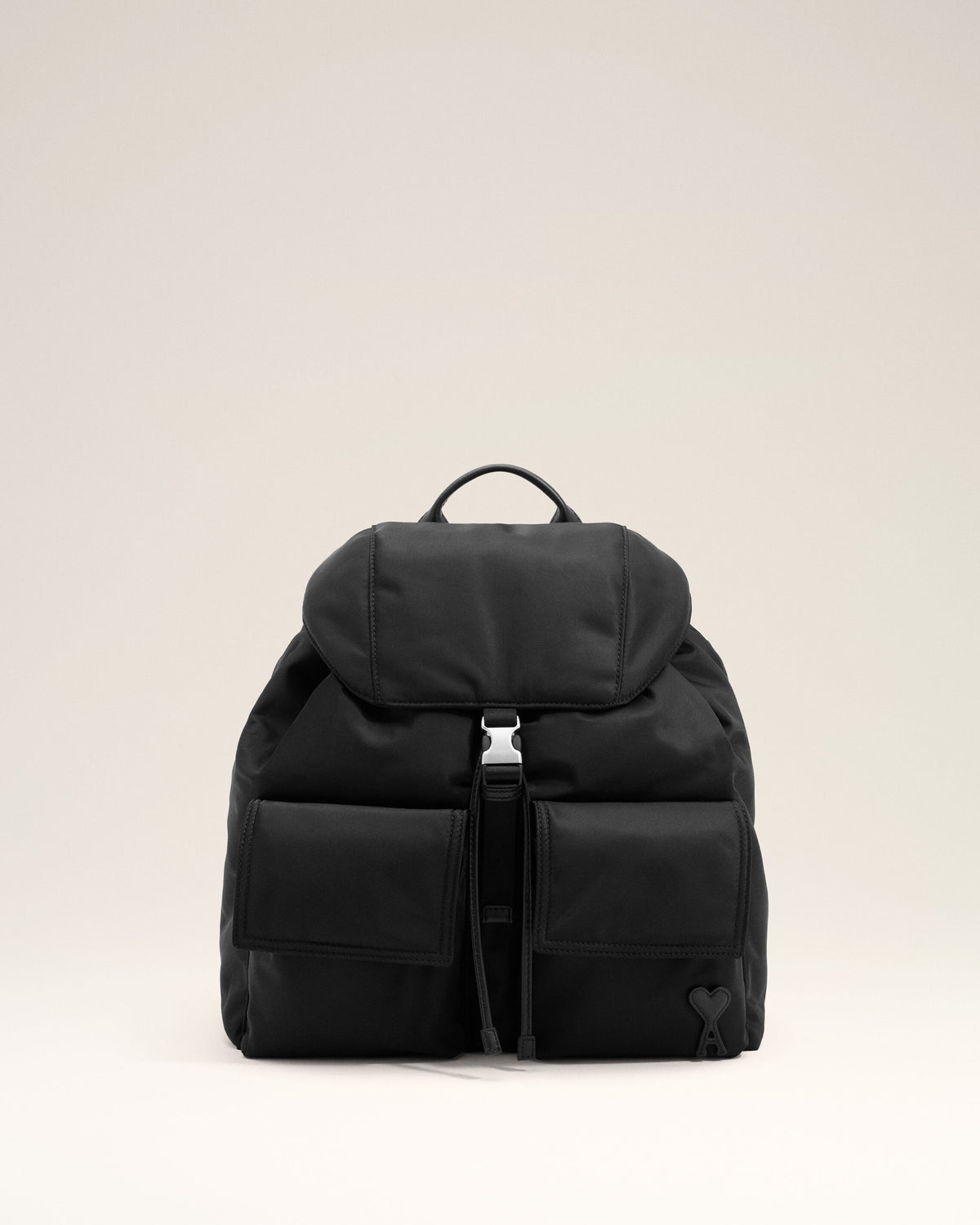 Sac à dos à rabat Marcel noir en nylon - 1