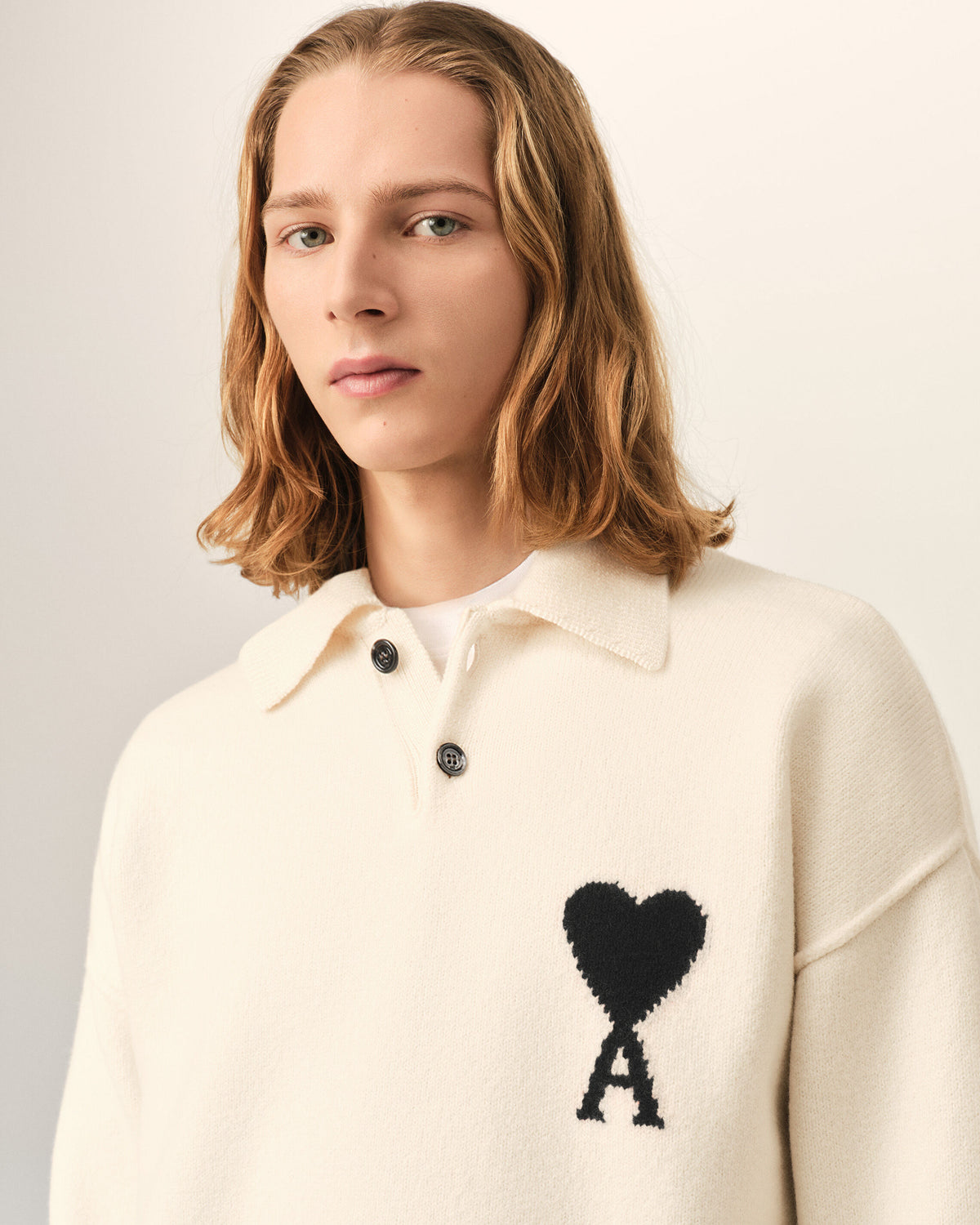 White wool polo with Ami de Coeur - 4