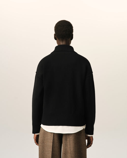 Polo Ami de Cœur in lana nera - Donna - 11 - AMI Paris - Ami Paris