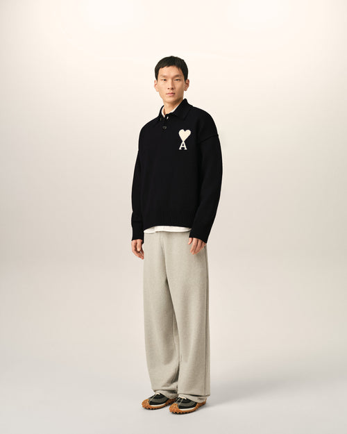 Polo Ami de Cœur in lana nera - Uomo - 6 - AMI Paris - Ami Paris