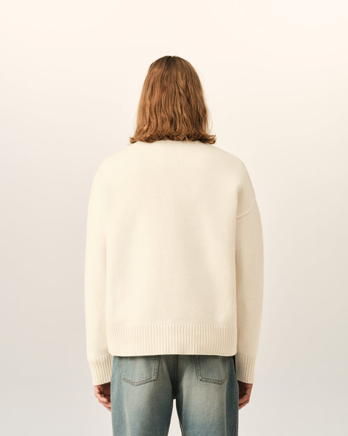 White wool polo with Ami de Coeur - Man - 5 - AMI Paris - Ami Paris