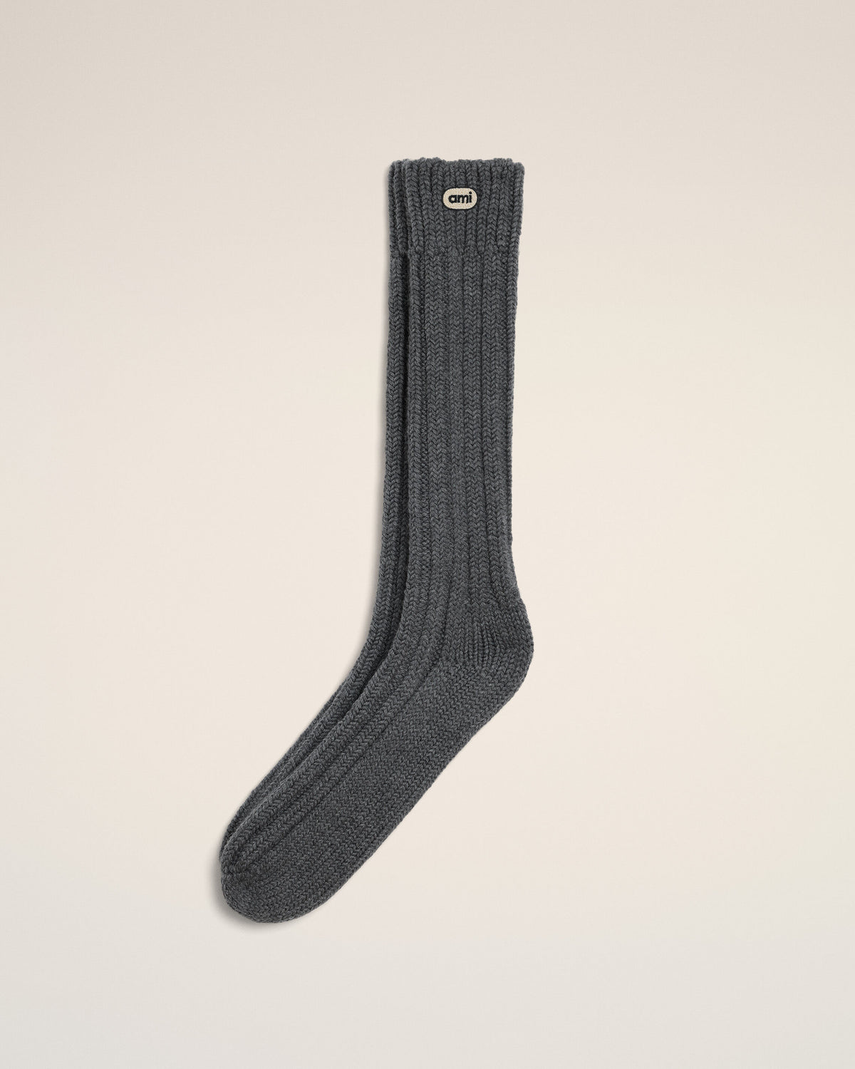 Chaussettes grises en laine patch Ami - 1