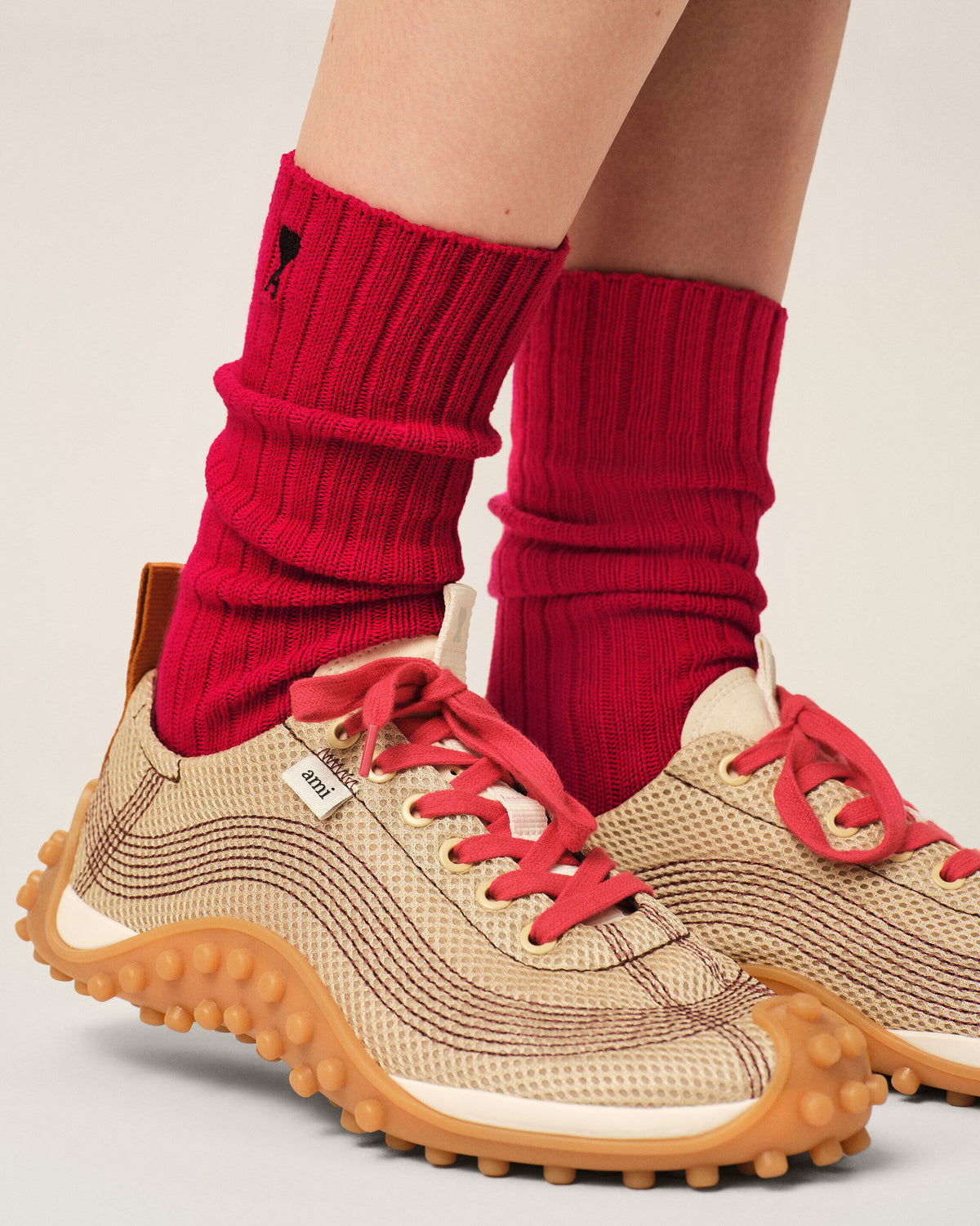 Chaussettes rouges en coton Ami de Coeur - 5