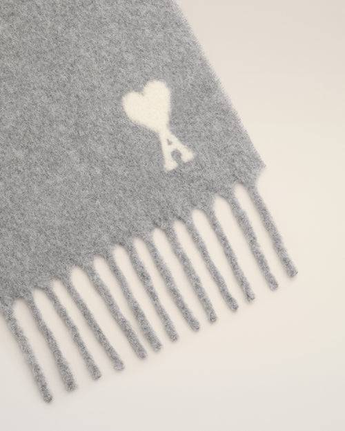 Grey alpaca scarf with Ami de Coeur - Woman - 6 - AMI Paris - Ami Paris
