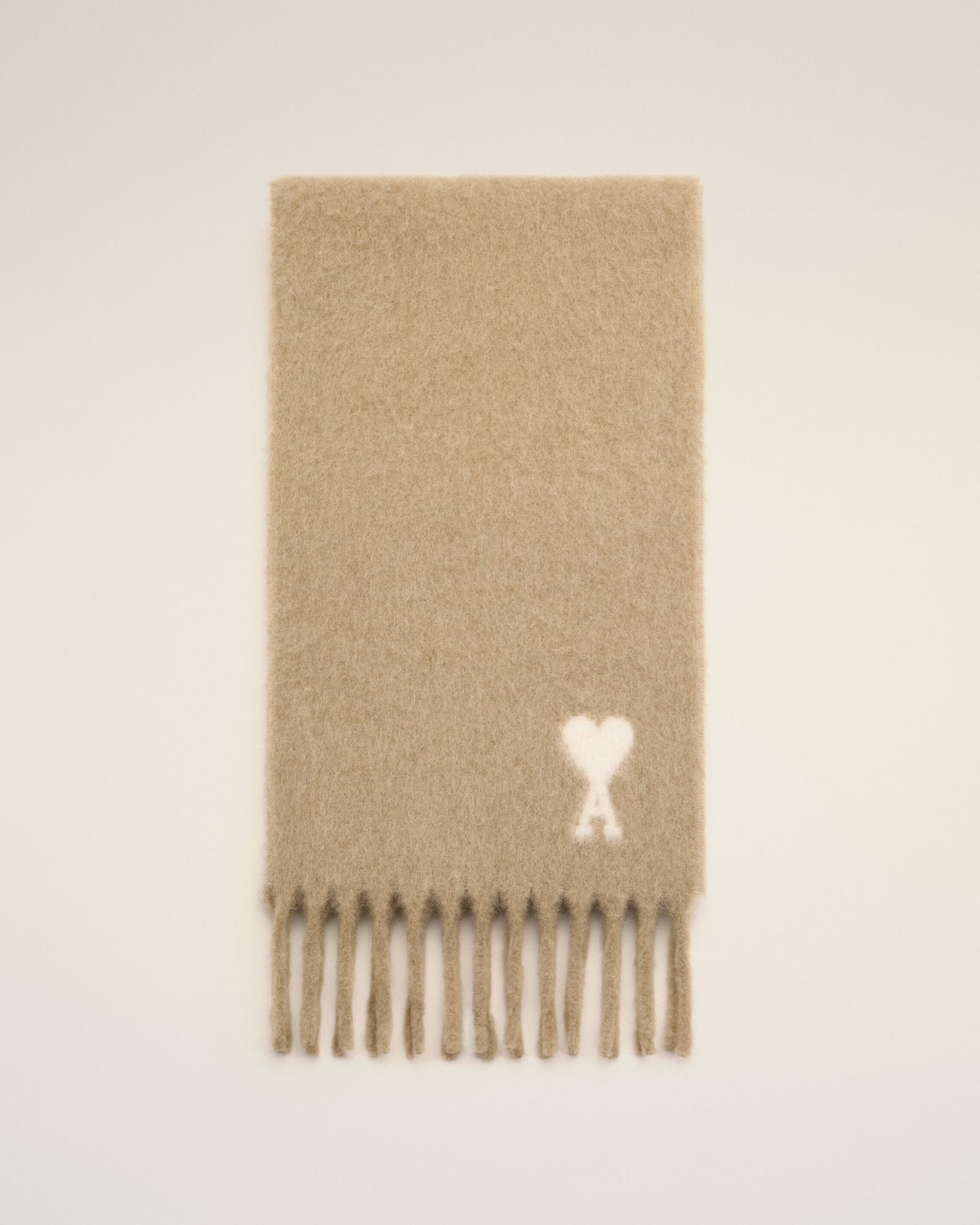 Beige alpaca scarf with Ami de Coeur - 1