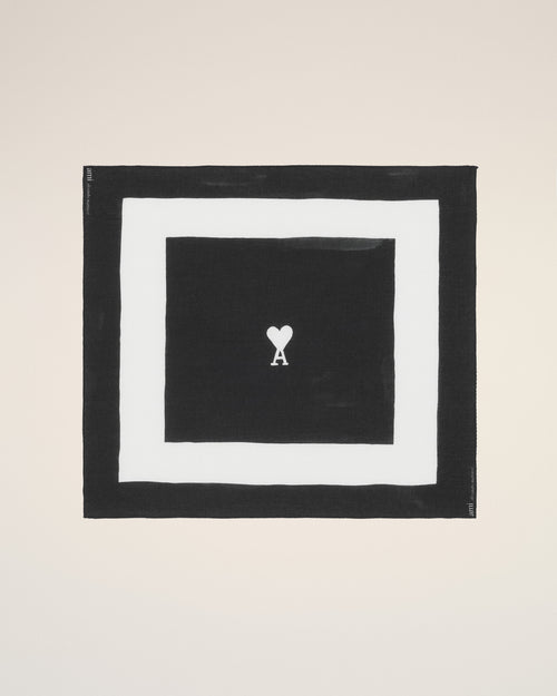 Foulard Noir Ami De Coeur Imprimé en Coton - Homme - 1 - AMI Paris - Ami Paris