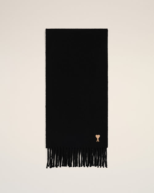 Echarpe noire en laine patch Ami de Coeur - Homme - 1 - AMI Paris - Ami Paris
