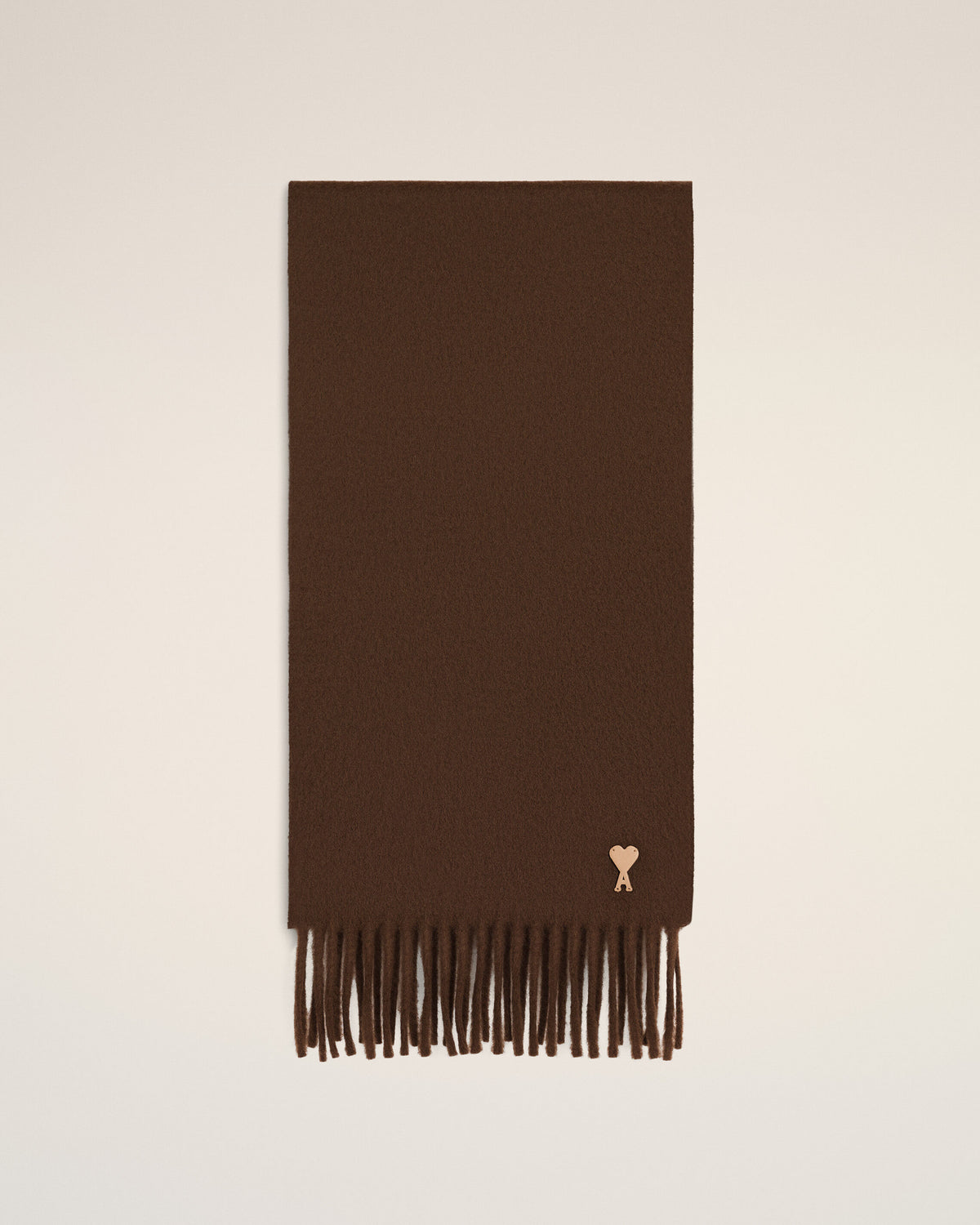 Ami de Coeur Schal aus brauner Wolle mit Patch - 4