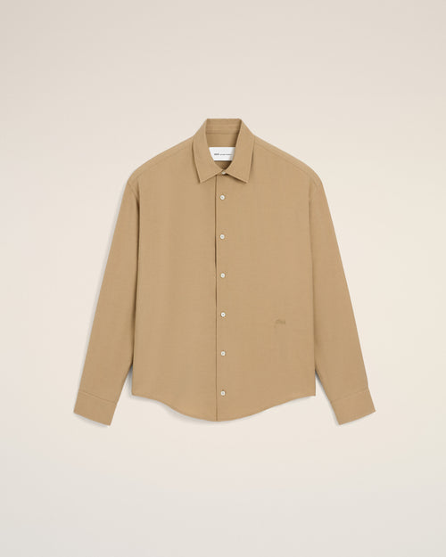 Chemise boxy beige en twill de viscose - 1 - Ami Paris