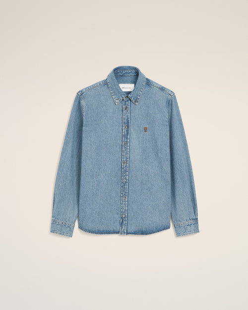 Blue Denim shirt with Ami De Coeur - 1 - Ami Paris
