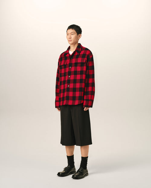 Red wide checkered wool overshirt - Man - 6 - AMI Paris - Ami Paris
