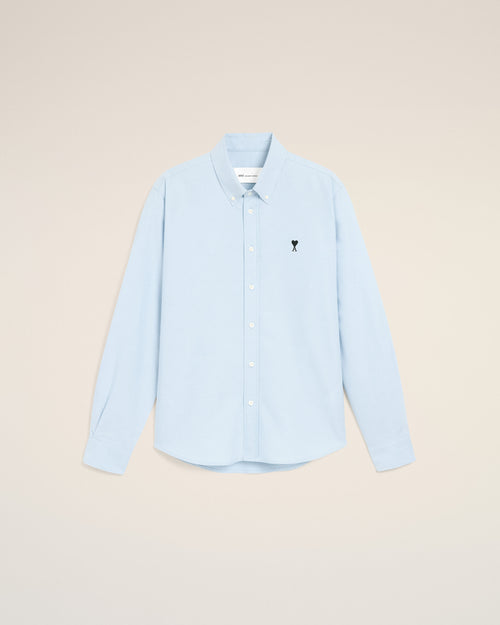 Blue cotton shirt with Ami de Coeur - 1 - Ami Paris