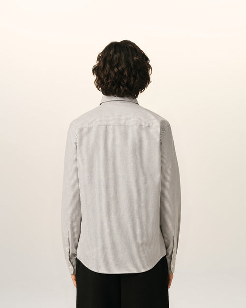 Black striped cotton shirt with Ami de Coeur - Man - 5 - AMI Paris - Ami Paris