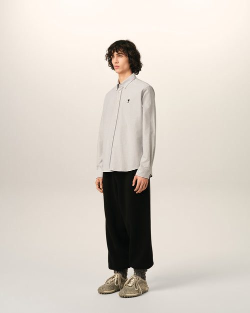 Black striped cotton shirt with Ami de Coeur - Man - 6 - AMI Paris - Ami Paris