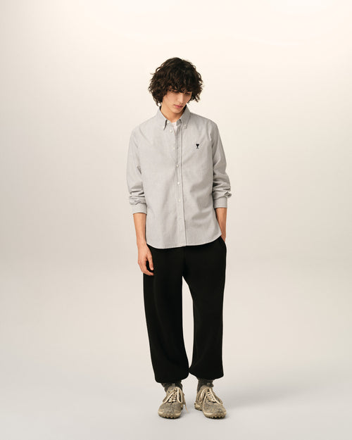 Black striped cotton shirt with Ami de Coeur - Man - 3 - AMI Paris - Ami Paris