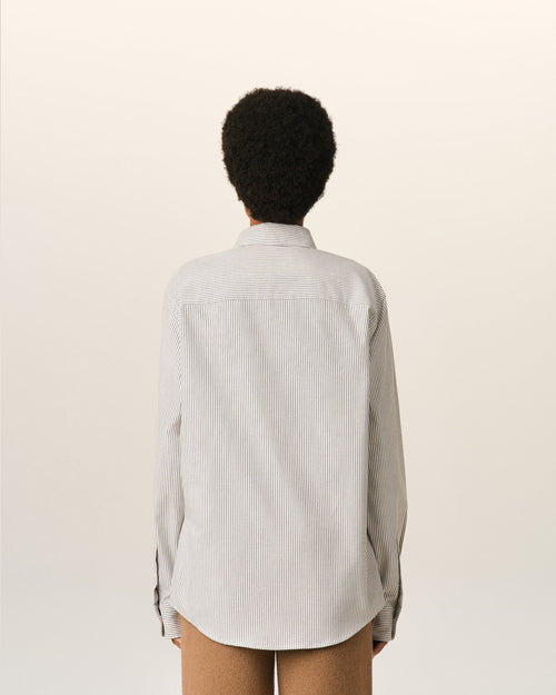 Black striped cotton shirt with Ami de Coeur - Woman - 11 - AMI Paris - Ami Paris