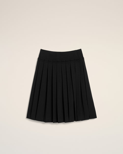 Gonna midi plissettata in lana nera - NERO - Ami Paris