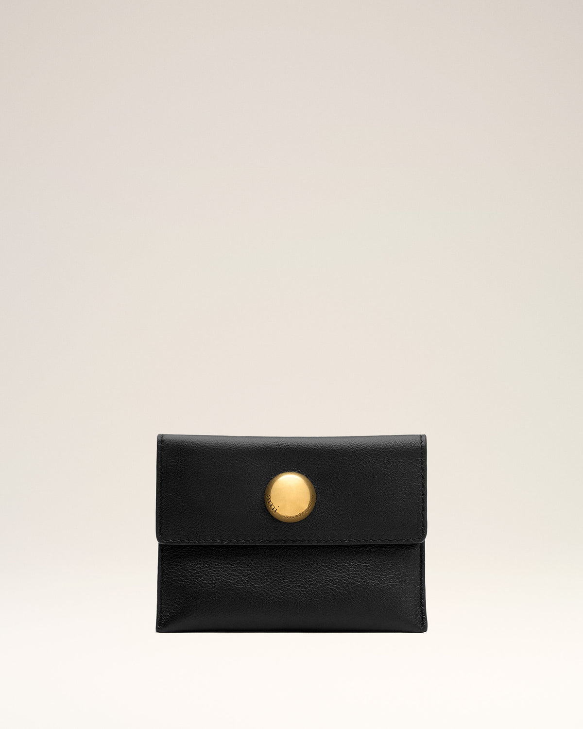 Black Carrousel Cow Leather Folded Card Holder - 4