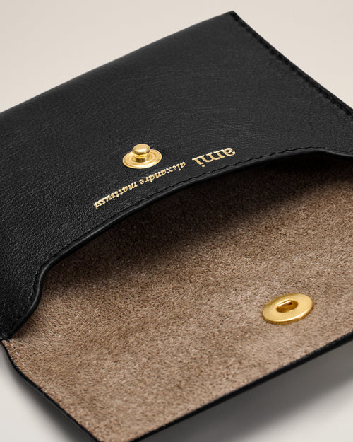 Black Carrousel Cow Leather Folded Card Holder - Man - 3 - AMI Paris - Ami Paris