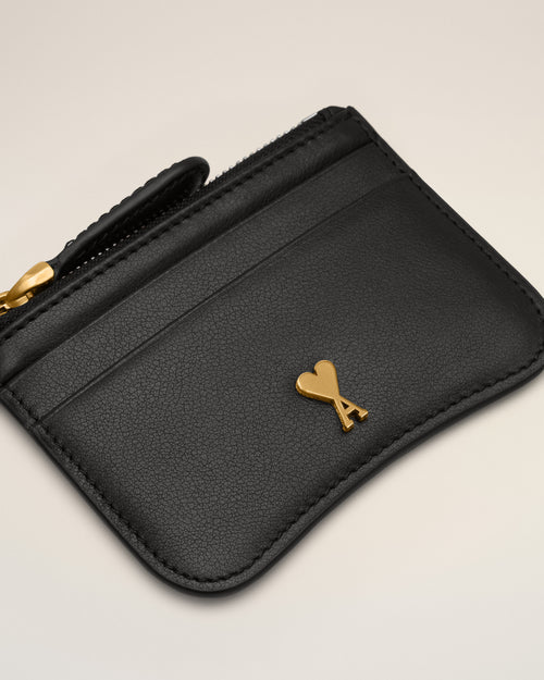 Porte-cartes Paris Paris noir zippé en cuir de vachette - Homme - 3 - AMI Paris - Ami Paris