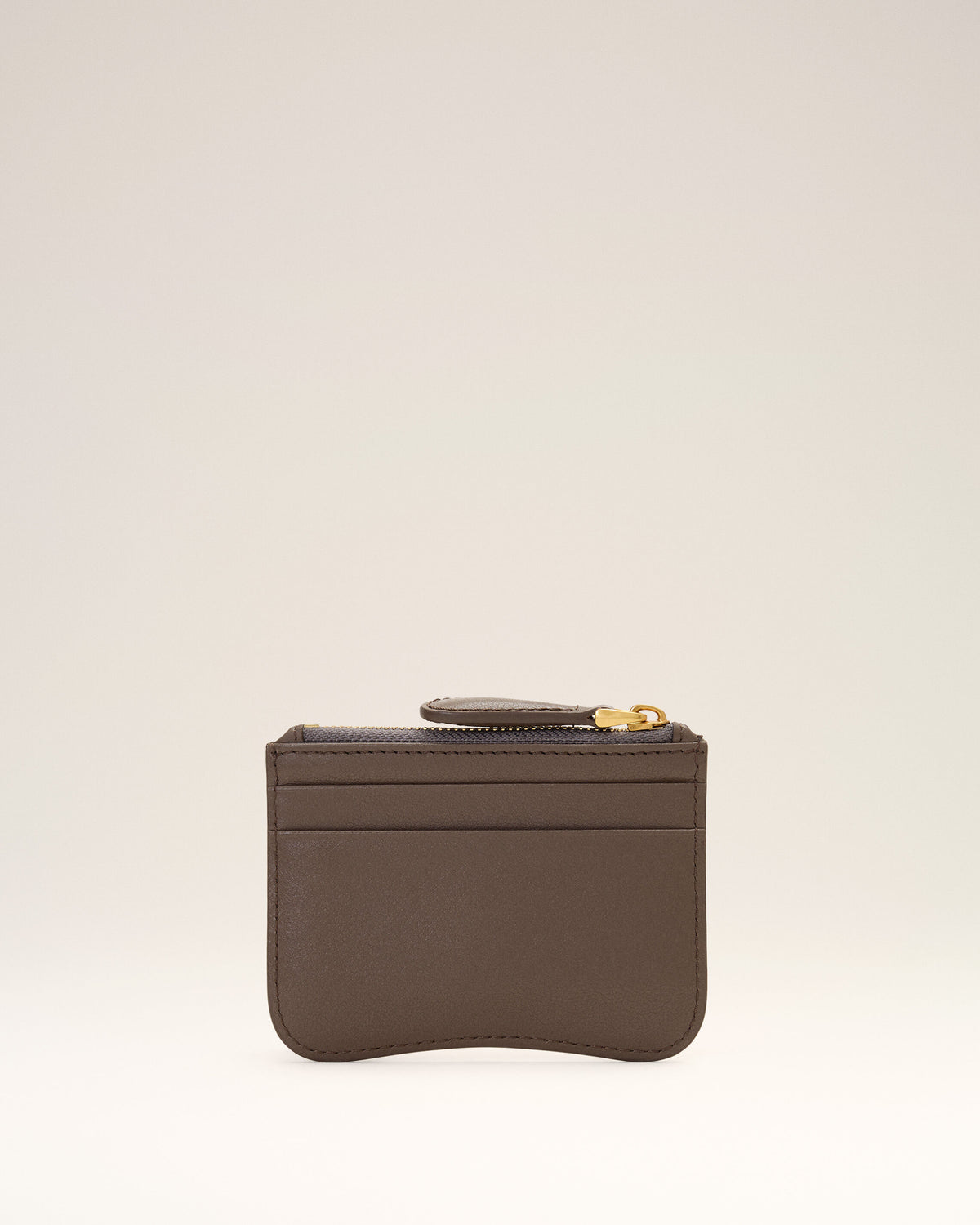 Porte-cartes Paris Paris marron zippé en cuir de vachette - 2